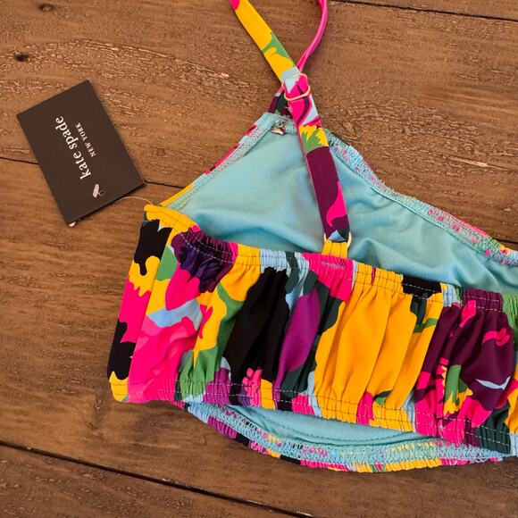Kate Spade New York NWT Women's Size Small Shirred Smocked Tropical Bikini Top - Picture 9 of 11